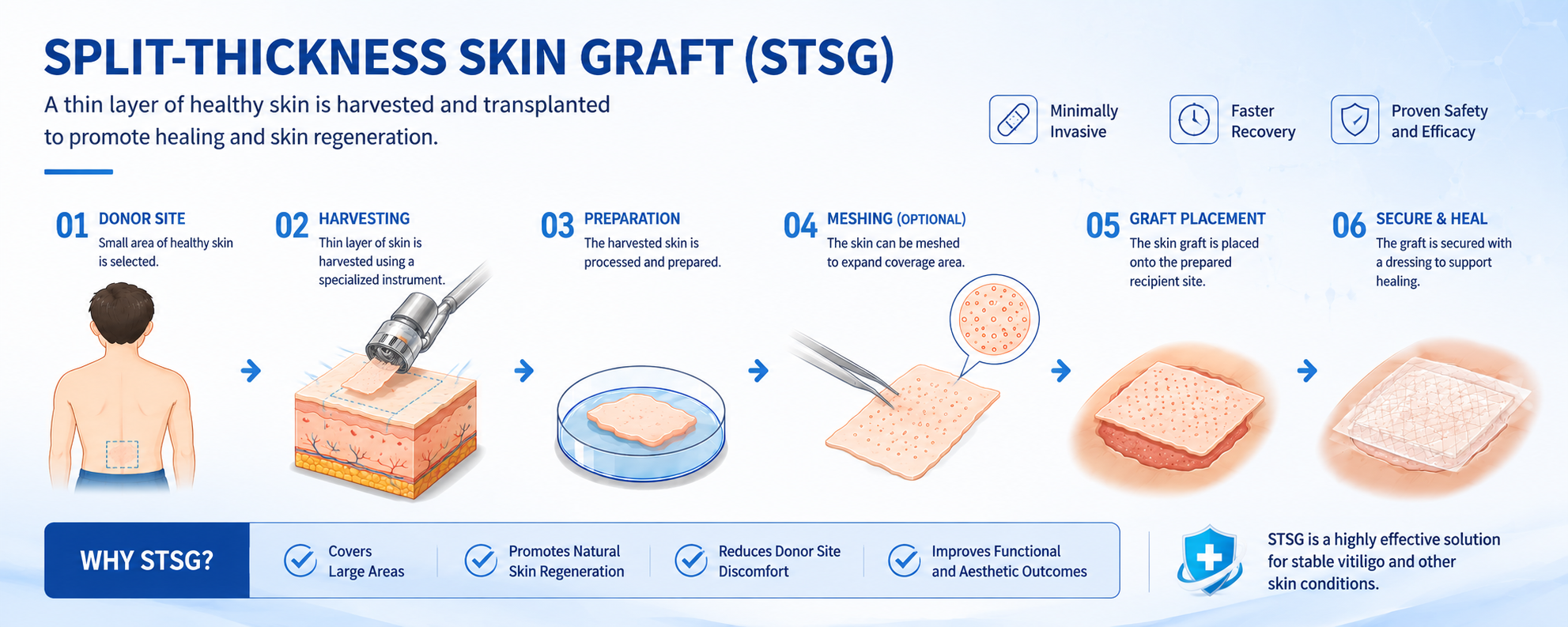 Split-thickness skin graft treatment process