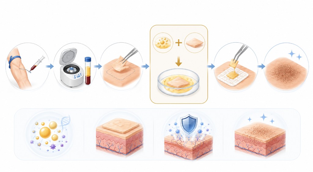 PRP combined with autologous epidermal grafting process