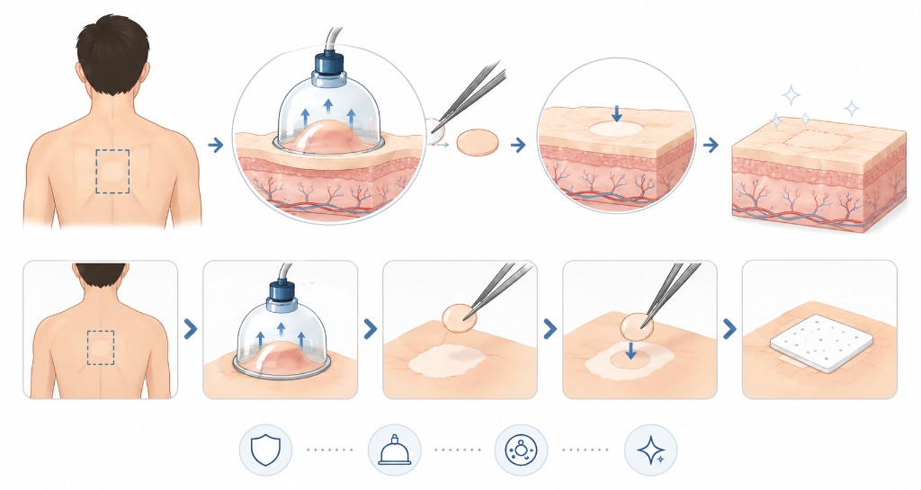 Suction blister epidermal grafting treatment process